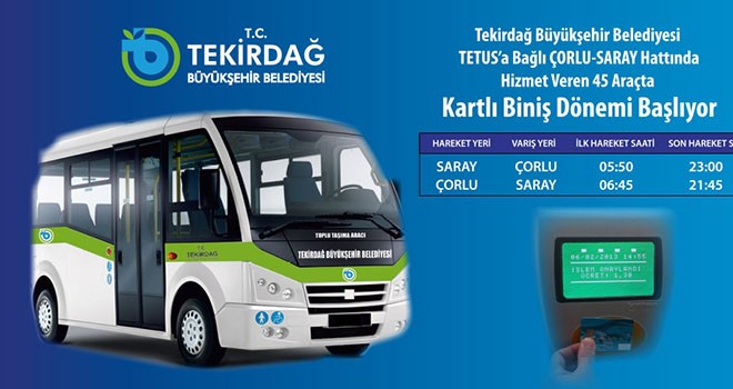 Çorlu – Saray hattında kartlı ulaşım başlıyor