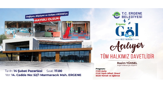 Ergene Marmaracık Göl Restoran 14 Şubat’ta Açılıyor