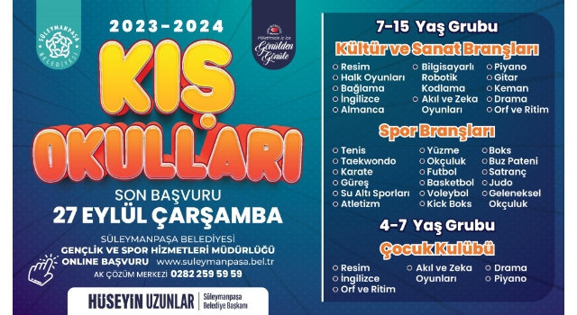 Süleymanpaşa Belediyesi Kış Okulu Kayıtları Başladı