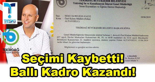 Seçilemeyen Başkana Kıyak Kadro