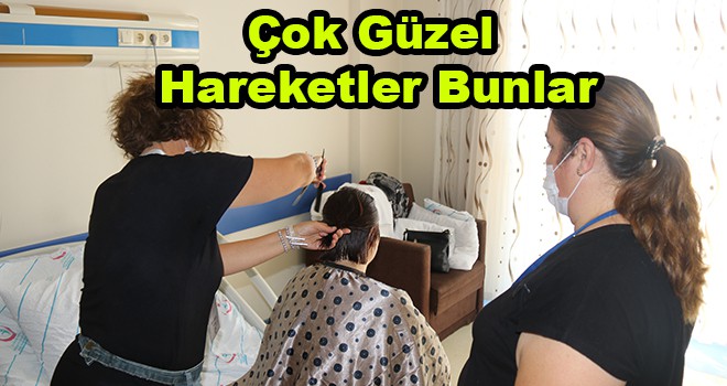 Hastaların saç bakımı kursiyerlerden