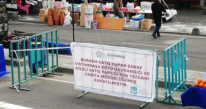 Vatandaşa Hileli Mal Satan Pazarcının Tezgahı Kapatıldı