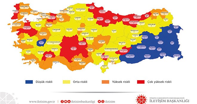 Tekirdağ Yüksek Riskli (turuncu) İller Arasında