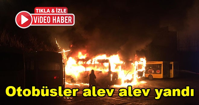 Halk otobüsleri alev alev yandı